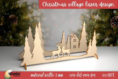 Christmas Village Laser Cut. Christmas Village Silhouette Laser Cut SVG Evgenyia Guschina 