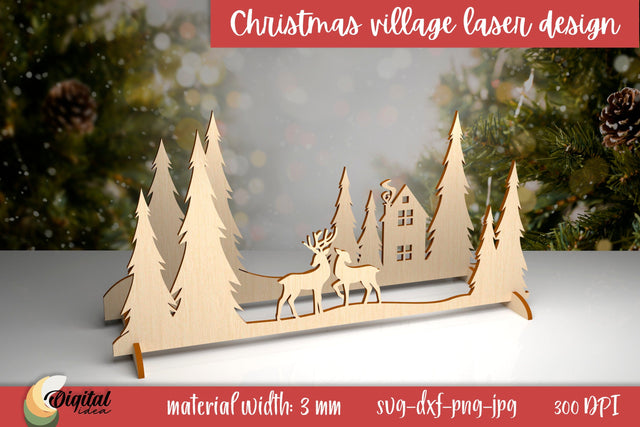 Christmas Village Laser Cut. Christmas Village Silhouette Laser Cut SVG Evgenyia Guschina 
