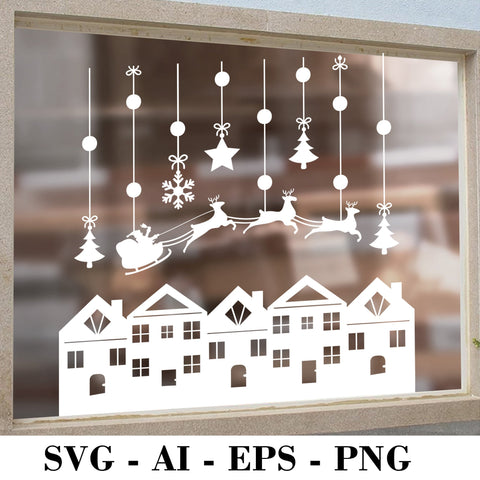 Christmas Village Silhouette Vector, PNG, EPS,SVG Downloadable Design SVG BOO-design 