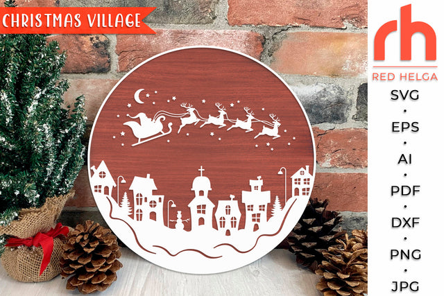 Christmas Village SVG - Winter Scene Cut File SVG RedHelgaArt 