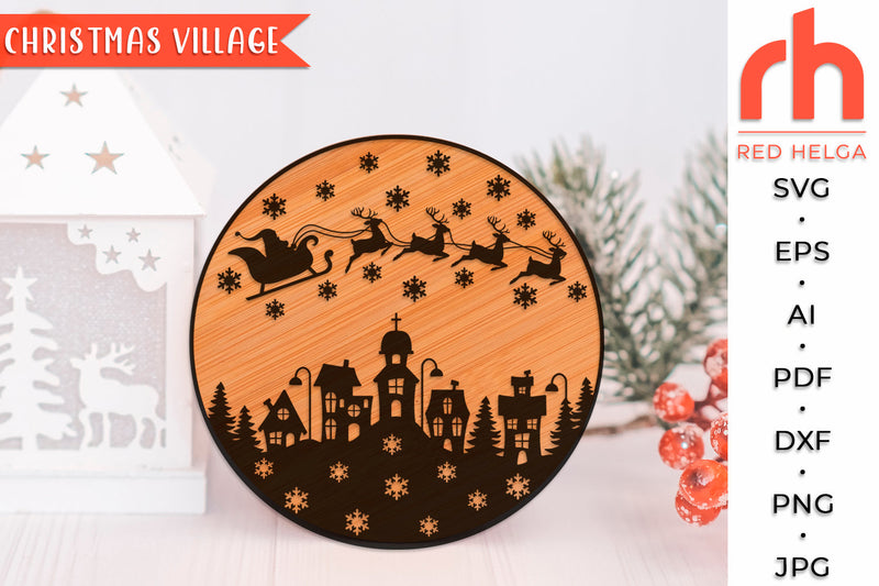 Christmas Village SVG - Winter Scene Cut File SVG RedHelgaArt 