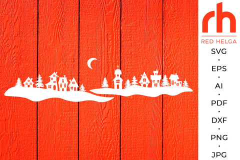 Christmas Village SVG - Winter Scene Cut File SVG RedHelgaArt 