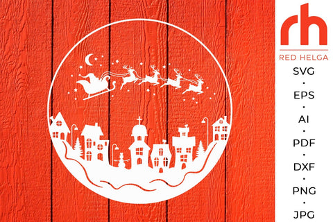 Christmas Village SVG - Winter Scene Cut File SVG RedHelgaArt 