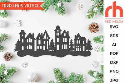 Christmas Village SVG - Winter Scene Cut File SVG RedHelgaArt 
