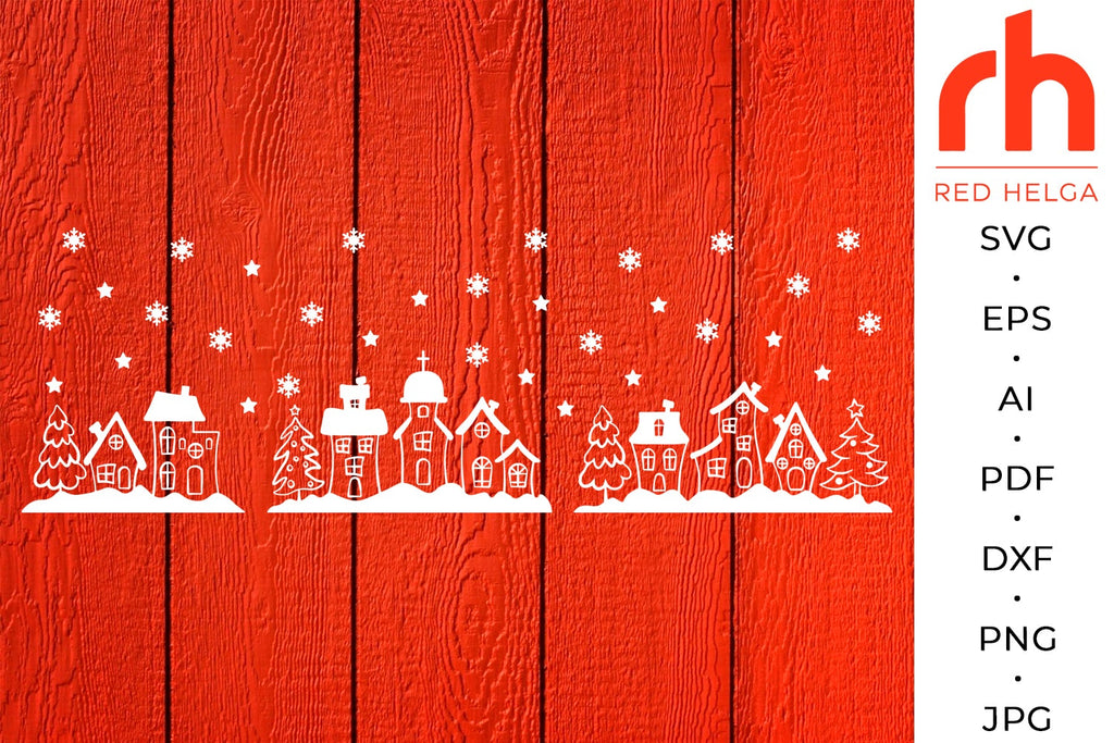 Christmas Village SVG - Winter Street Cut File - So Fontsy