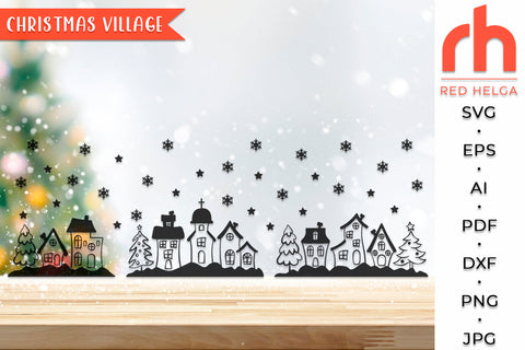 Christmas Village SVG - Winter Street Cut File SVG RedHelgaArt 