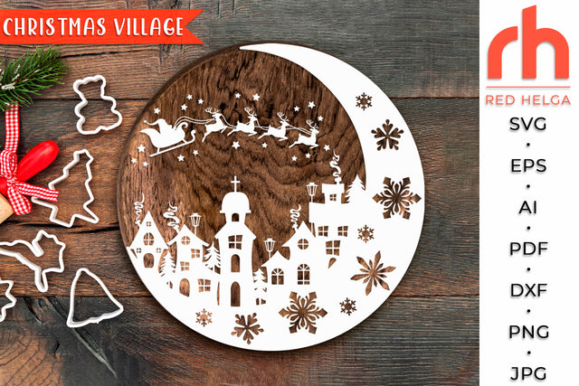 Christmas Village SVG - Xmas Scene Cut File SVG RedHelgaArt 