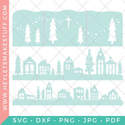 Christmas Village Winter Luminaria SVG Hey Let's Make Stuff 