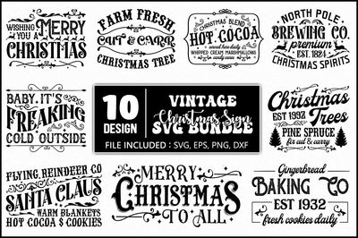 Christmas Vintage sign SVG Bundle, Retro Sign Bundle SVG Shetara Begum 