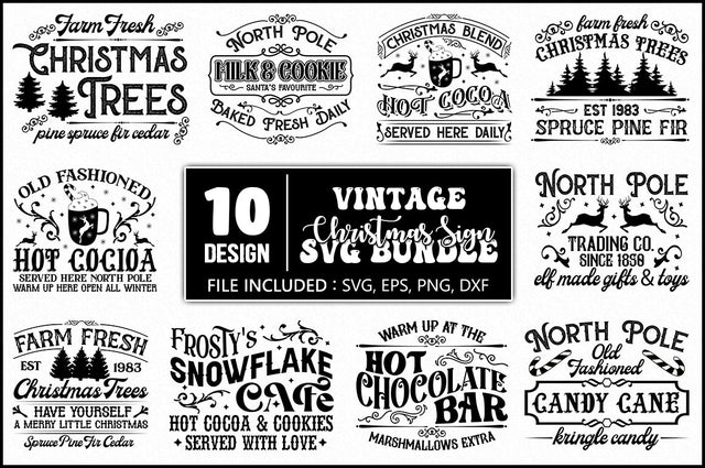 Christmas Vintage Sign SVG Bundle SVG Shetara Begum 