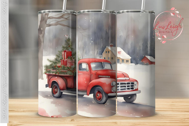 Christmas Vintage Truck Tumbler wrap Sublimation Luvleigh Digitals 