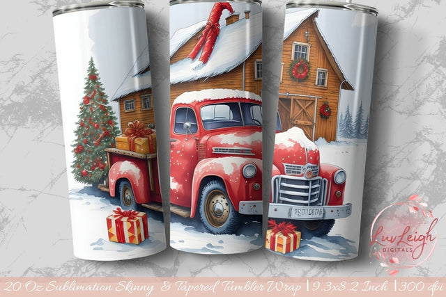 Christmas vintage truck tumbler wrap Sublimation Luvleigh Digitals 