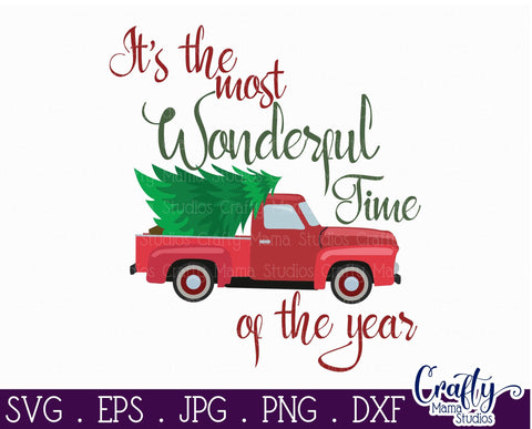Christmas Vintage Truck - Wonderful Time Svg SVG Crafty Mama Studios 