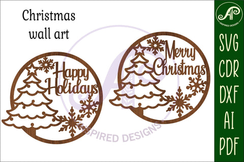 Christmas wall art signs 2 options, SVG file. vector file SVG APInspireddesigns 