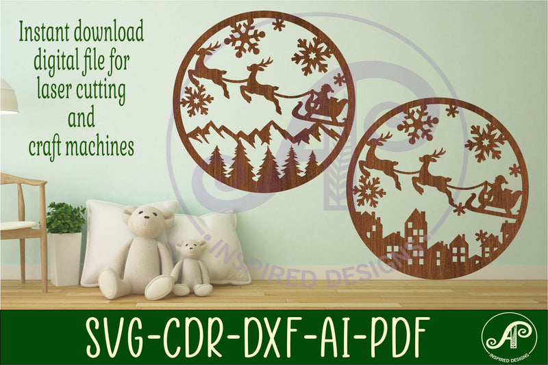 Christmas wall art signs 2 options, SVG file. vector file - So Fontsy