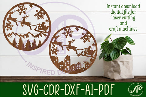 Christmas wall art signs 2 options, SVG file. vector file SVG APInspireddesigns 
