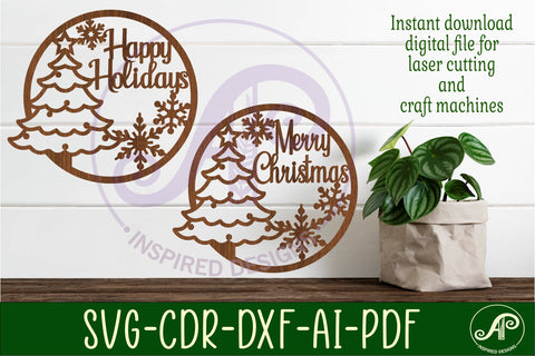 Christmas wall art signs 2 options, SVG file. vector file SVG APInspireddesigns 