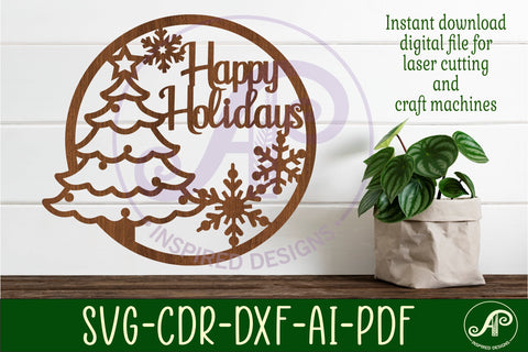 Christmas wall art signs 2 options, SVG file. vector file SVG APInspireddesigns 