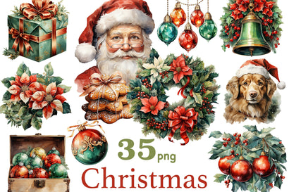 Christmas Watercolor Clipart Set | Santa Claus Graphics PNG SVG GlamArtZhanna 