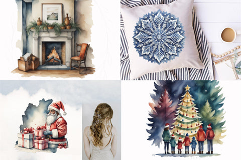 Christmas Watercolor Sublimation Bundle Sublimation Creativeart88 