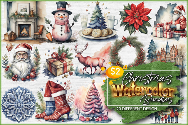 Christmas Watercolor Sublimation Bundle Sublimation Creativeart88 