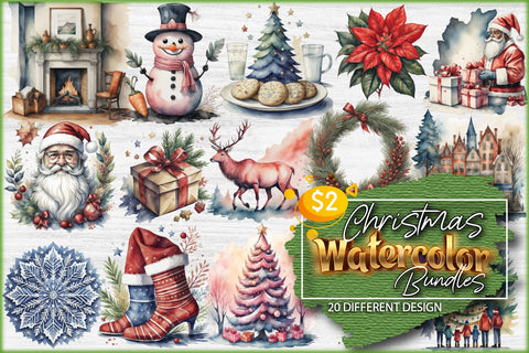 Christmas Watercolor Sublimation Bundle Sublimation Creativeart88 