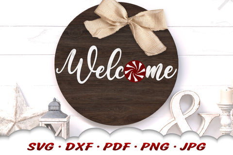 Christmas Welcome Sign | Peppermint SVG | Christmas SVG SVG Cloud9Design 