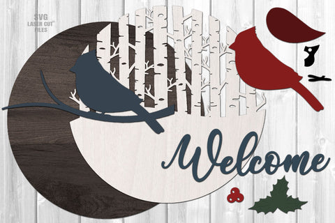 Christmas Welcome Sign SVG | Cardinal SVG Laser Cut Files SVG Cloud9Design 