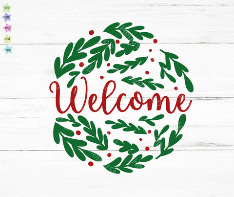 Christmas Welcome Sign svg, Holly Wreath Svg SVG _HelArtShop_ 