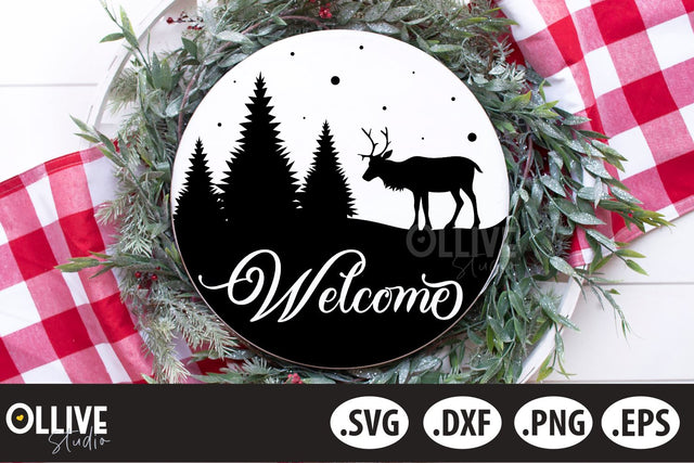 Christmas Welcome Sign SVG SVG Ollive Studio 