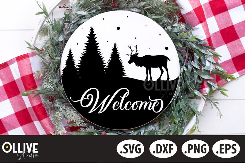 Christmas Welcome Sign SVG SVG Ollive Studio 