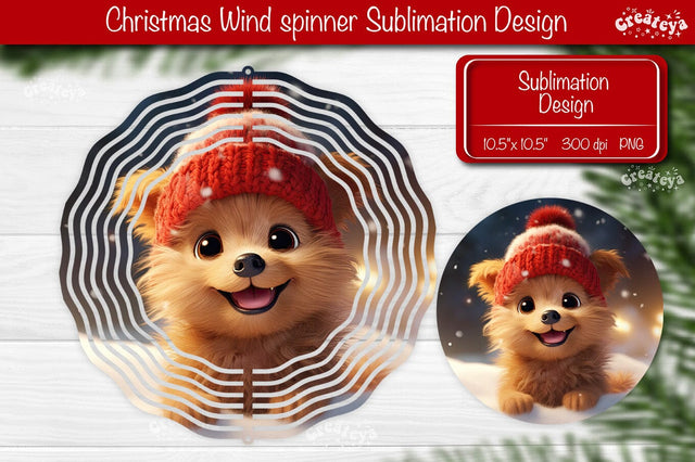 Christmas wind spinner Baby Animals Puppy Sublimation designs PNG Sublimation Createya Design 
