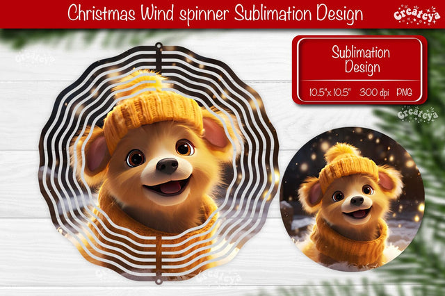 Christmas wind spinner Baby Animals Puppy Sublimation designs PNG Sublimation Createya Design 