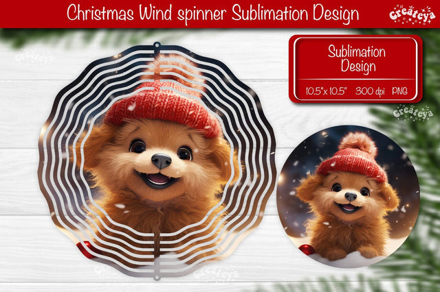 Christmas wind spinner Baby Animals Puppy Sublimation designs PNG Sublimation Createya Design 
