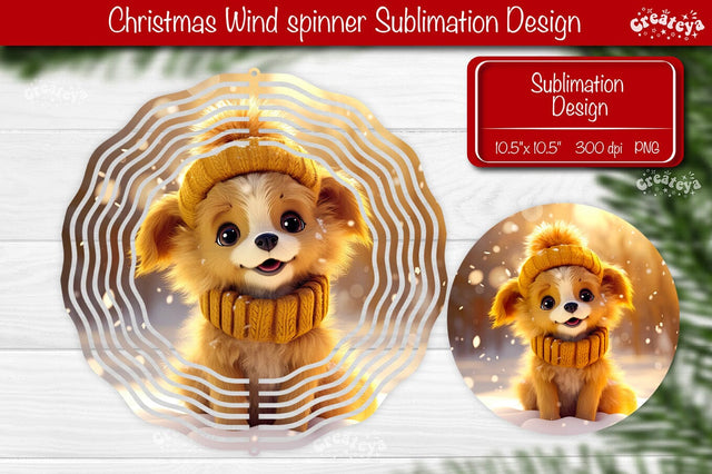 Christmas wind spinner Baby Animals Puppy Sublimation designs PNG Sublimation Createya Design 
