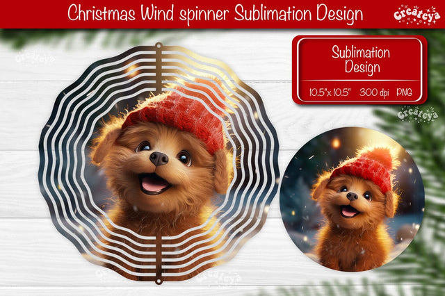 Christmas wind spinner Baby Animals Puppy Sublimation designs PNG Sublimation Createya Design 