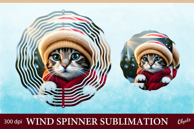 Christmas Wind Spinner. Cat In The Hat Wind Spinner PNG Sublimation Olga Terlyanskaya 