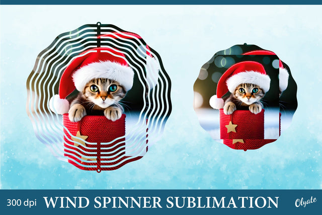 Christmas Wind Spinner. Cat Wind Spinner Sublimation SVG Olga Terlyanskaya 
