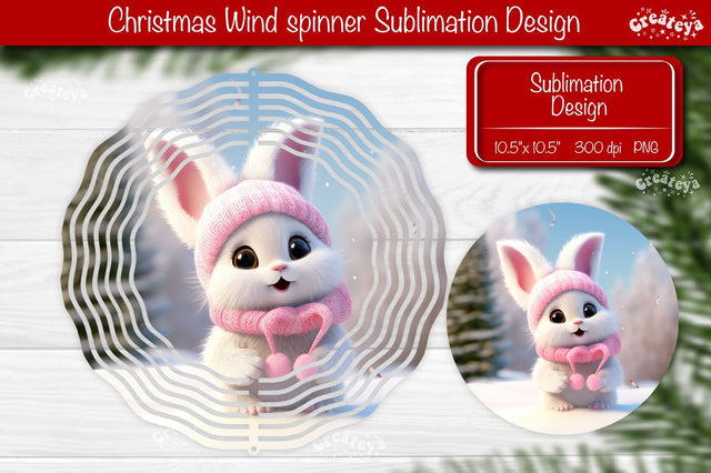Christmas wind spinner Cute Rabbit Sublimation designs PNG Sublimation Createya Design 