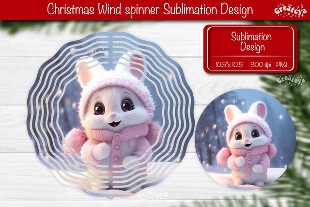 Christmas wind spinner Cute Rabbit Sublimation designs PNG Sublimation Createya Design 