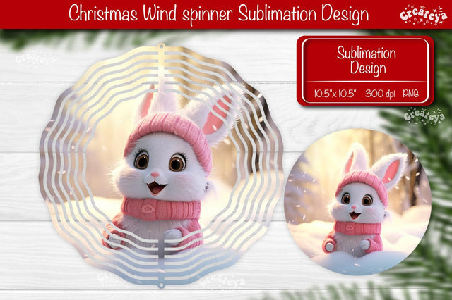 Christmas wind spinner Cute Rabbit Sublimation designs PNG Sublimation Createya Design 