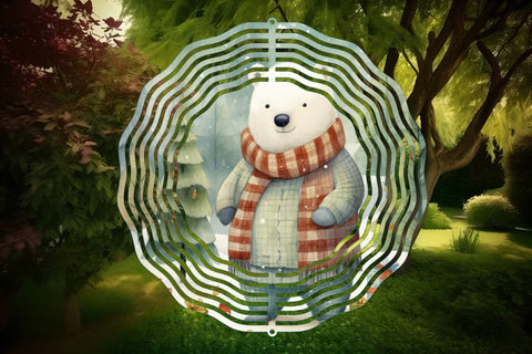 Christmas Wind Spinner Sublimation Bear Round PNG Design Sublimation OrangeBrushStudio 