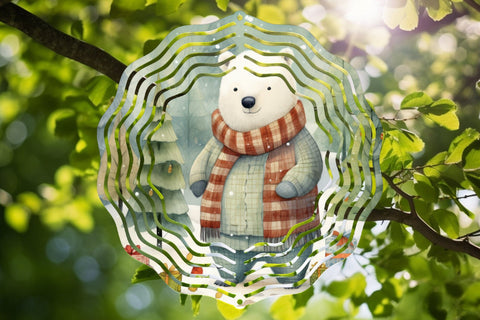 Christmas Wind Spinner Sublimation Bear Round PNG Design Sublimation OrangeBrushStudio 