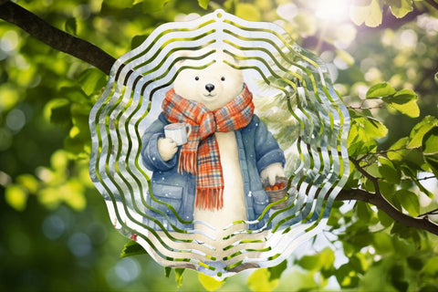Christmas Wind Spinner Sublimation Bear Round PNG Design SVG OrangeBrushStudio 