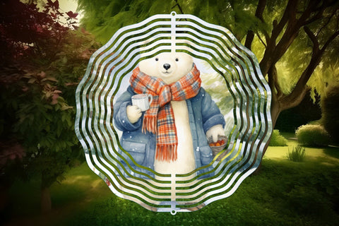 Christmas Wind Spinner Sublimation Bear Round PNG Design SVG OrangeBrushStudio 