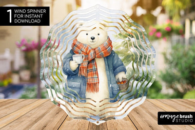 Christmas Wind Spinner Sublimation Bear Round PNG Design SVG OrangeBrushStudio 