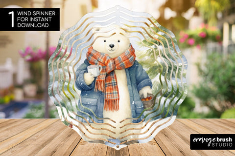 Christmas Wind Spinner Sublimation Bear Round PNG Design SVG OrangeBrushStudio 
