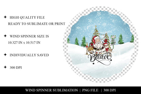 Christmas Wind Spinner Sublimation - Believe Sublimation BijouBay 