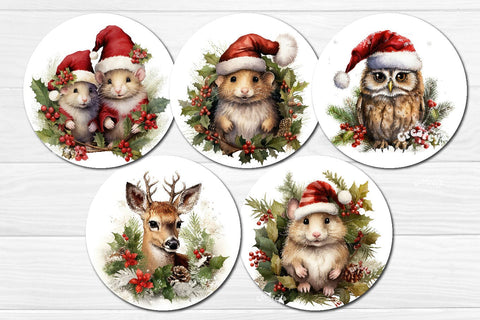 Christmas wind spinner Sublimation Bundle Christmas bundle sublimation wind spinner PNG Snowman Santa Owl Baby Animal Watercolor Sublimation Createya Design 
