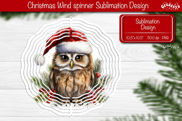 Christmas wind spinner Sublimation Christmas Animal Owl sublimation wind spinner PNG Sublimation Createya Design 